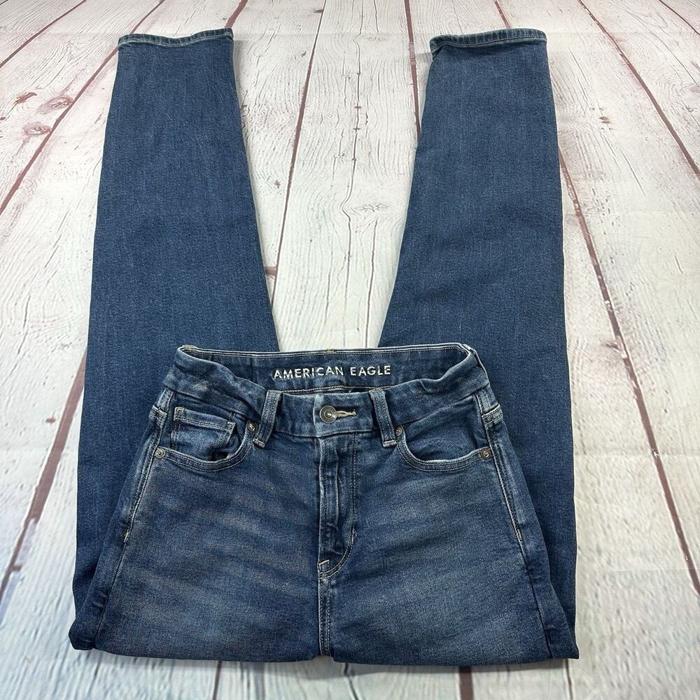 American Eagle Curvy Mom Jean Stretch Classic Blue Denim Jean Size 0 27L